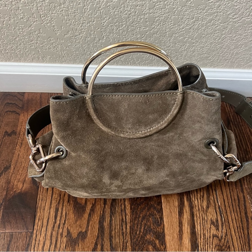 LIEBESKIND Berlin Ravenna Amal Olive Green Gold Ring Handle Cross body Bag Purse - Picture 14 of 16
